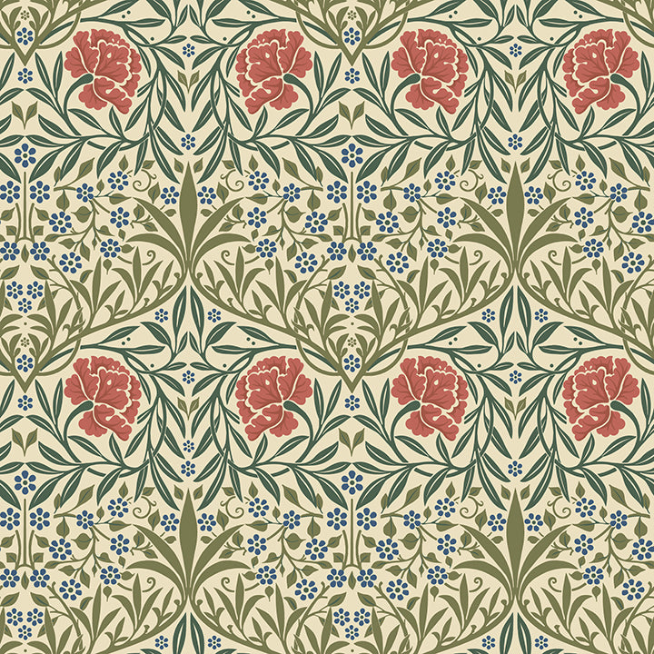 Oxford Union Green Floral Vines Wallpaper - Floral Wallpaper