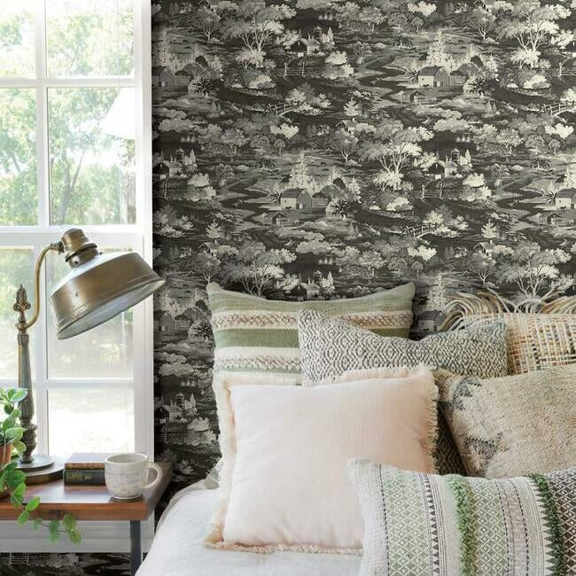 Homestead Wallpaper- Grayscale - Toile Wallpaper