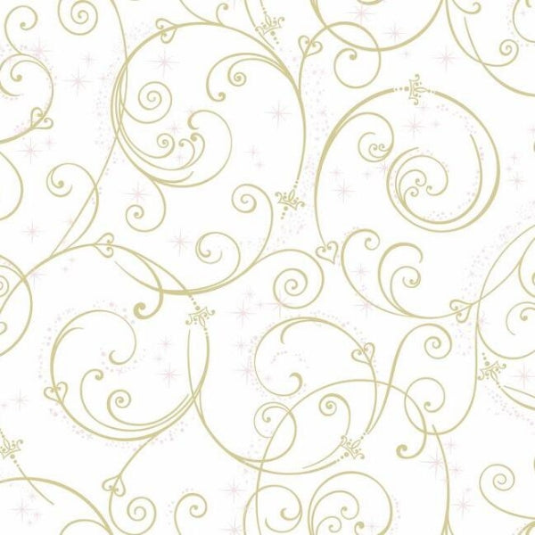 Disney Princess Perfect Scroll Wallpaper- Gold - Scroll Wallpaper