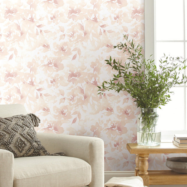 Renewed Floral Premium Peel + Stick Wallpaper- Pink - Floral Wallpaper