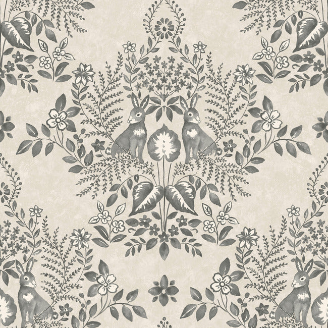 Cottontail Toile Premium Peel + Stick Wallpaper- Linen/Charcoal - Toile Wallpaper