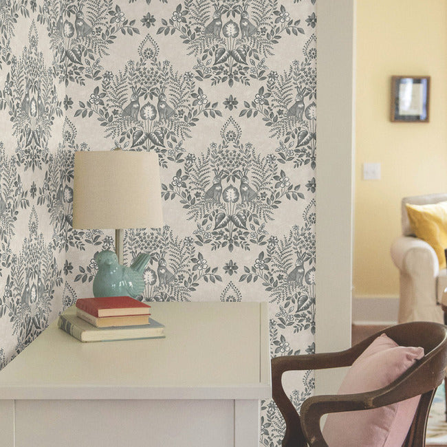 Cottontail Toile Premium Peel + Stick Wallpaper- Linen/Charcoal - Toile Wallpaper