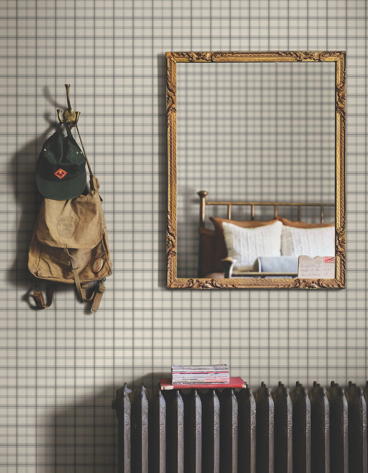 Hunter Wallpaper- Charcoal - Plaid Wallpaper