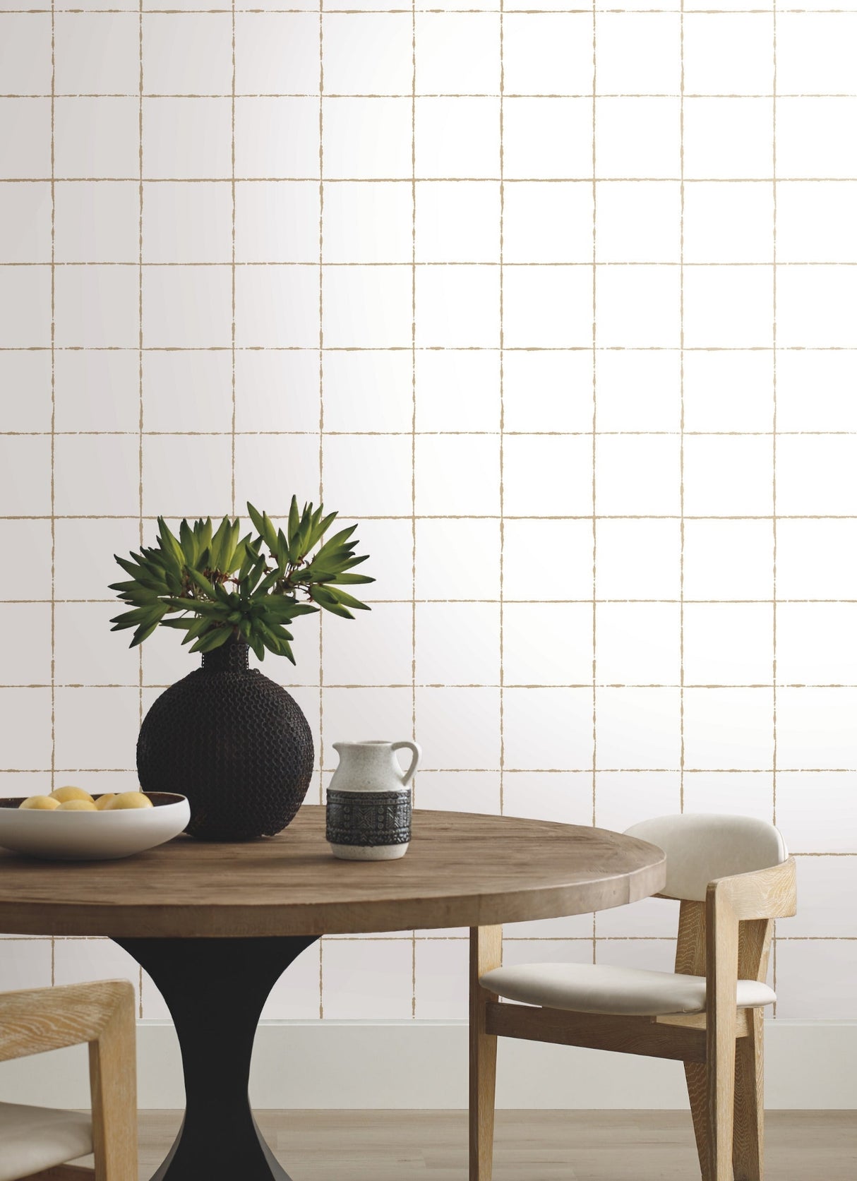 La Vitre Plaid Wallpaper- Gold - Plaid Wallpaper