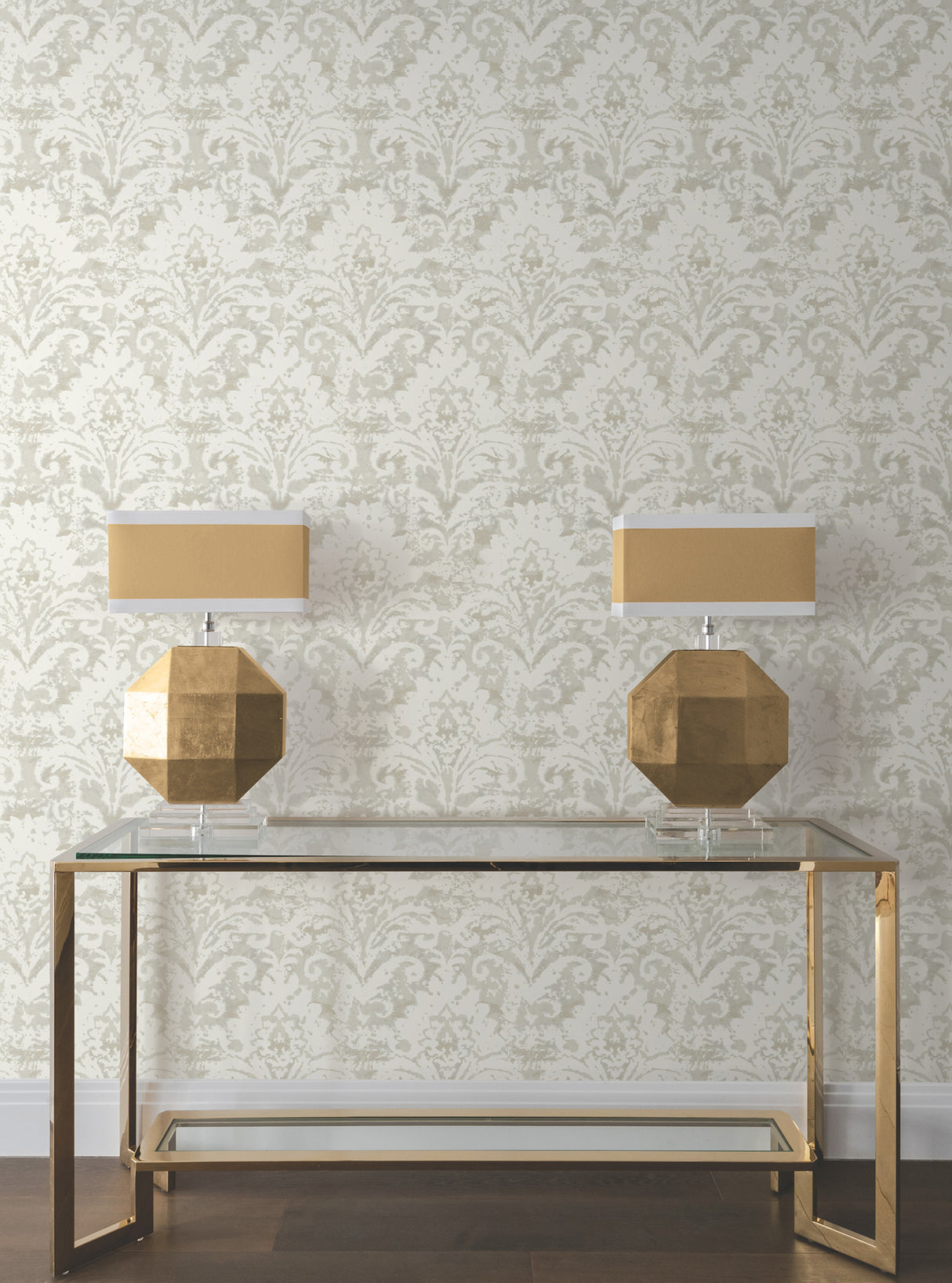 Velvet Crush Damask Wallpaper- Cream & Pearl - Damask Wallpaper