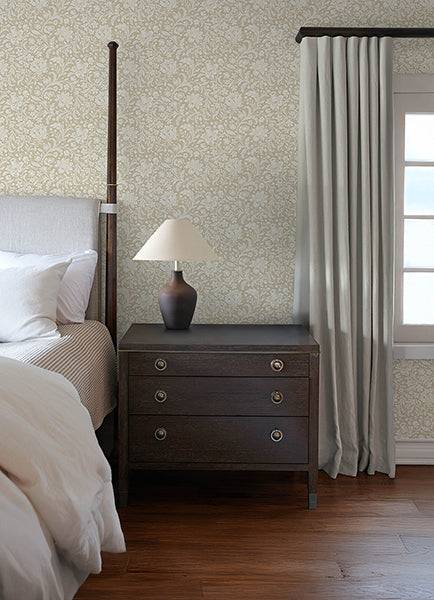 Hague Beige Floral Trail Wallpaper - Jacobean Wallpaper