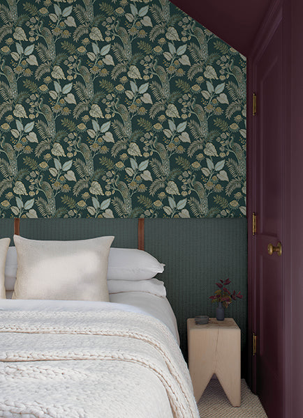 Geneva Sea Green Peacock Paradise Wallpaper - Toile Wallpaper