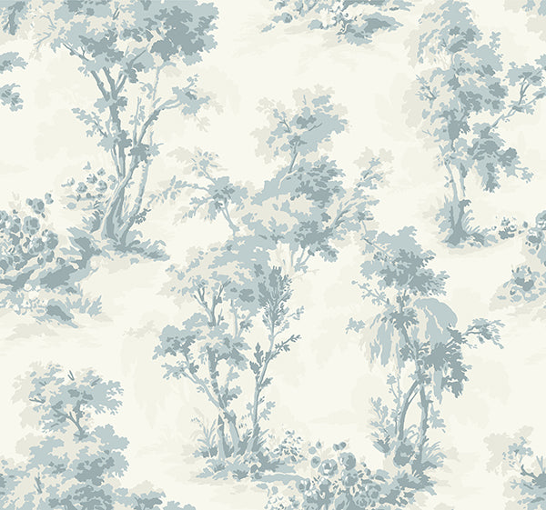 Sainsbury Light Blue Forest Wallpaper - Toile Wallpaper