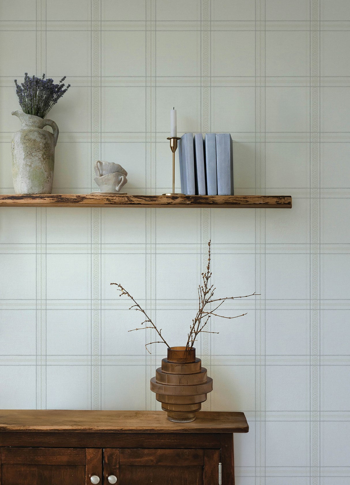 Auberge White Plaid Wallpaper - Plaid Wallpaper