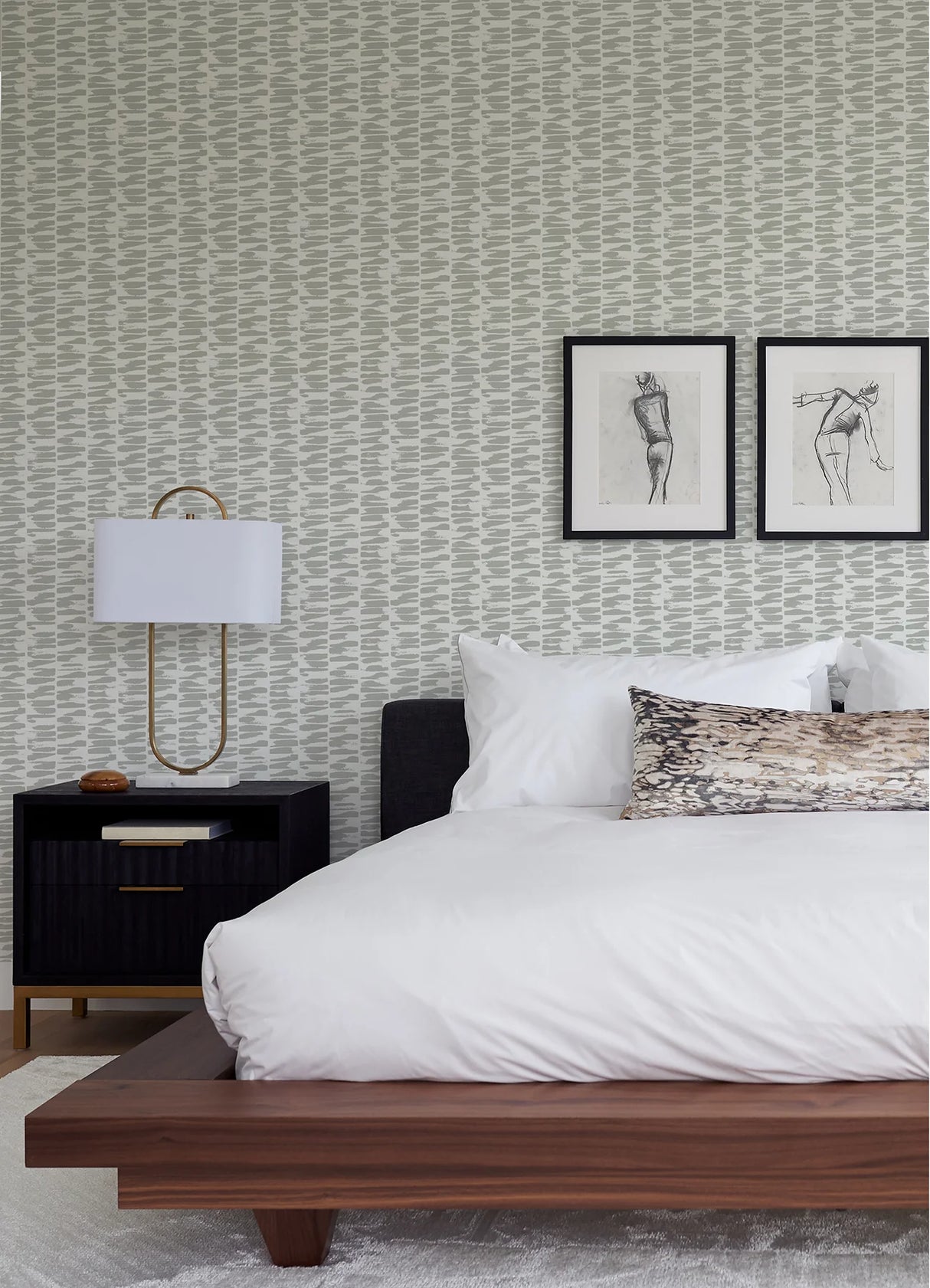 Myrtle Black Abstract Stripe Wallpaper by Artistic Abstracts