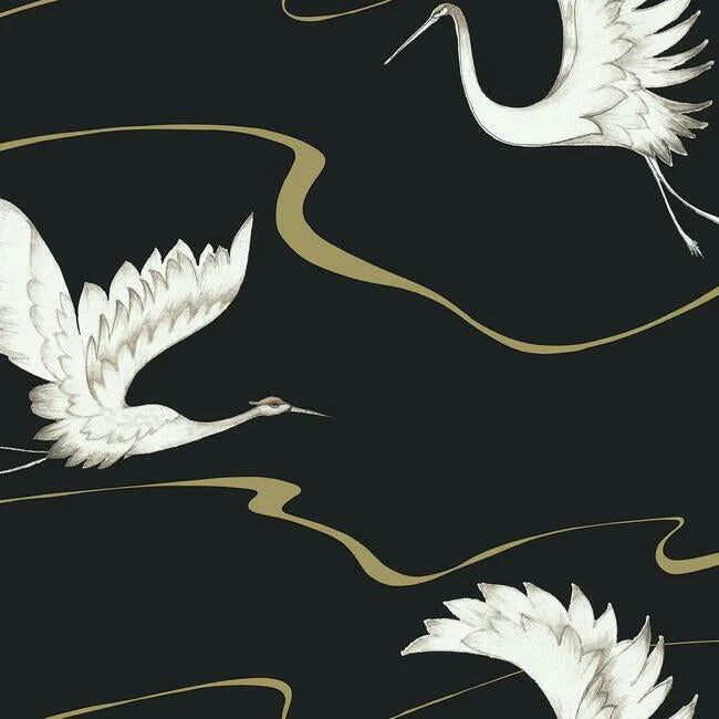 Soaring Cranes Wallpaper by Black & White Resource Library