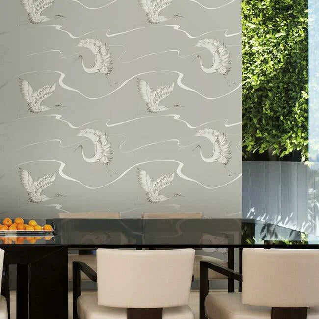 Soaring Cranes Wallpaper by Black & White Resource Library