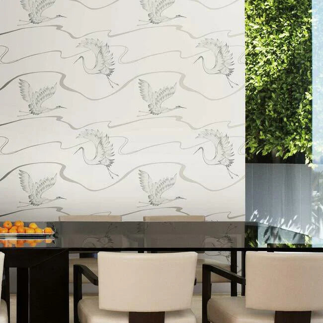 Soaring Cranes Wallpaper by Black & White Resource Library