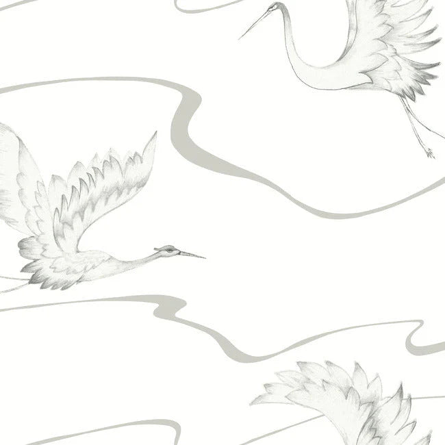 Soaring Cranes Wallpaper by Black & White Resource Library