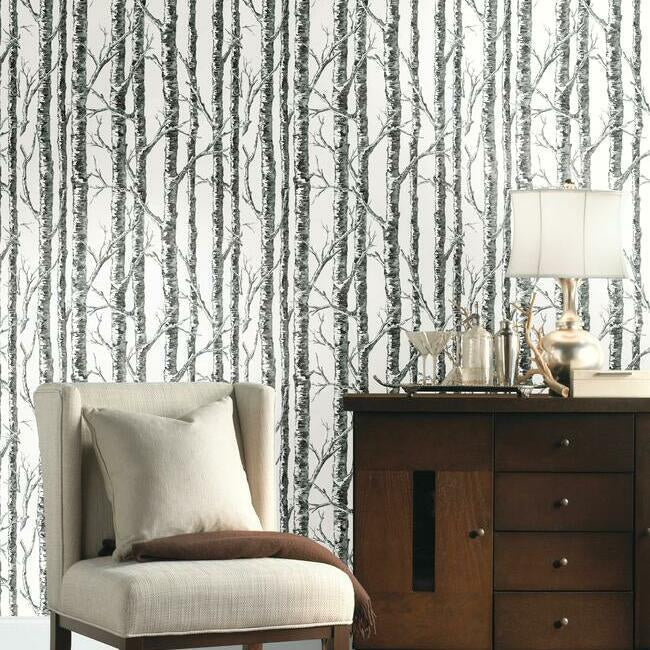 Paper Birch Wallpaper by Black & White Resource Library