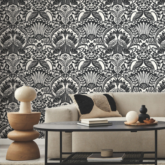 Egret Damask Wallpaper by Damask Resource Library