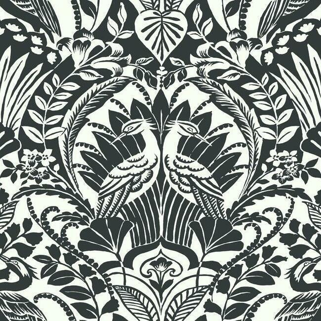 Egret Damask Wallpaper by Black & White Resource Library