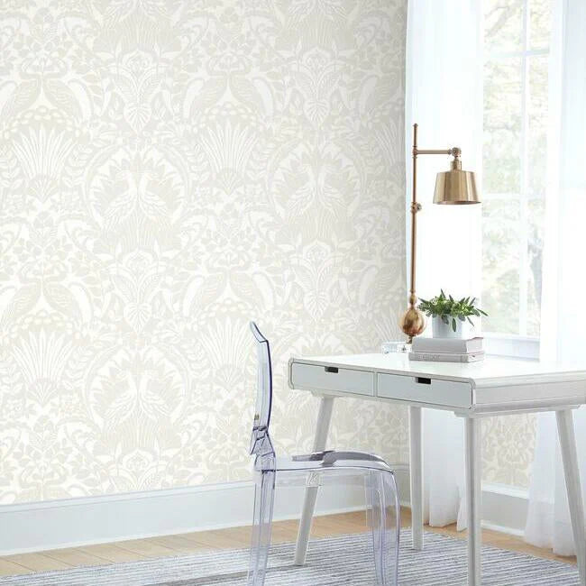 Egret Damask Wallpaper by Black & White Resource Library