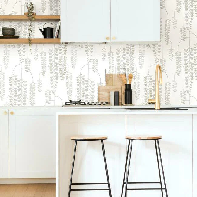 Deco Wisteria Wallpaper by Black & White Resource Library