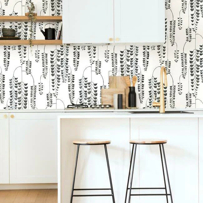 Deco Wisteria Wallpaper by Black & White Resource Library