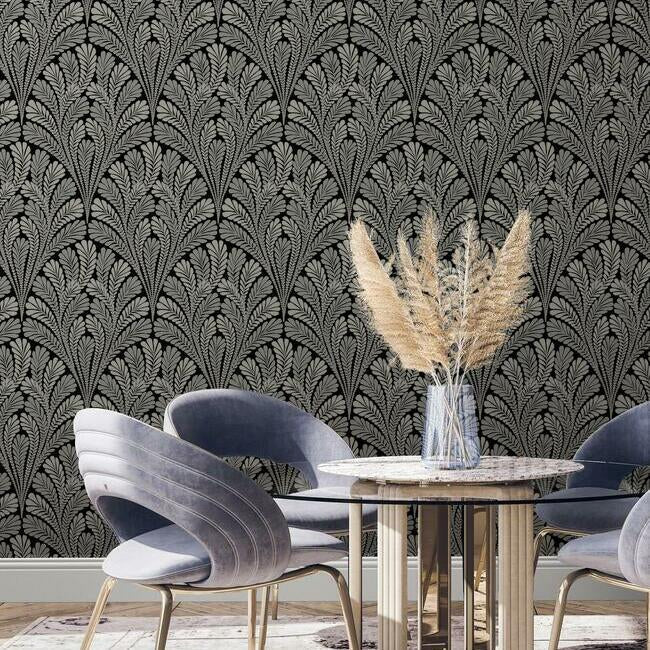 Shell Damask Wallpaper by Black & White Resource Library