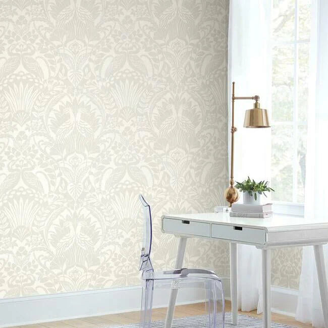 Egret Damask Wallpaper by Black & White Resource Library
