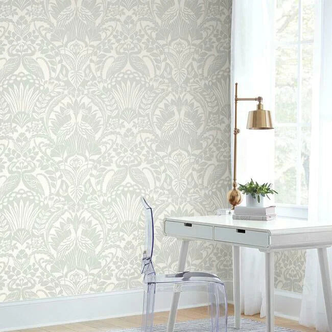 Egret Damask Wallpaper by Damask Resource Library