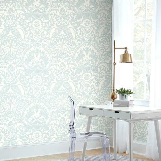 Egret Damask Wallpaper by Black & White Resource Library