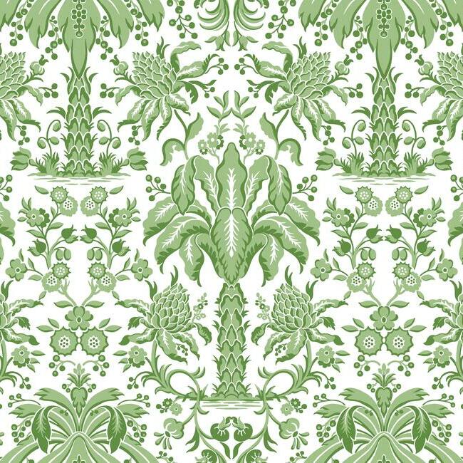 Palmetto Palm Damask Wallpaper by Damask Resource Library