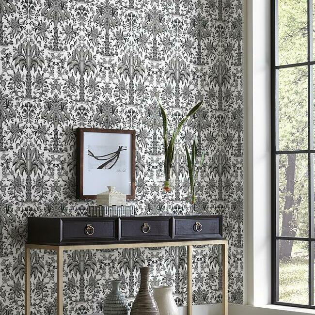 Palmetto Palm Damask Wallpaper by Damask Resource Library