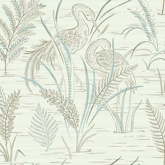 Fernwater Cranes Wallpaper by Grandmillennial Wallpaper