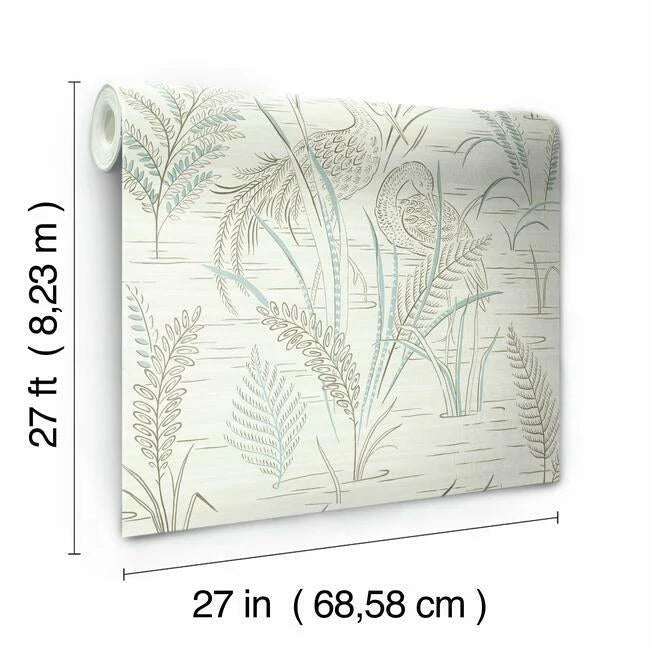 Fernwater Cranes Wallpaper by Grandmillennial Wallpaper