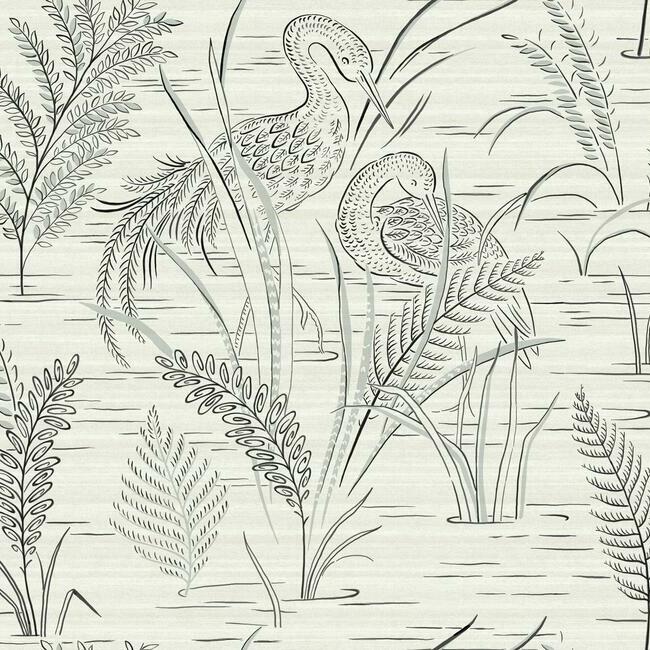 Fernwater Cranes Wallpaper by Grandmillennial Wallpaper