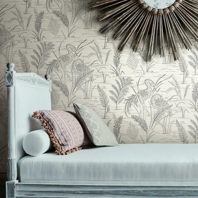 Fernwater Cranes Wallpaper by Grandmillennial Wallpaper