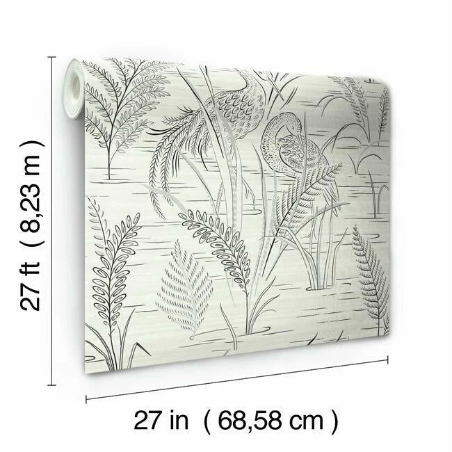 Fernwater Cranes Wallpaper by Grandmillennial Wallpaper