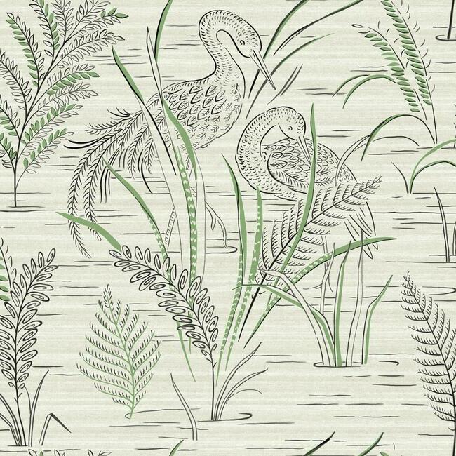 Fernwater Cranes Wallpaper by Grandmillennial Wallpaper
