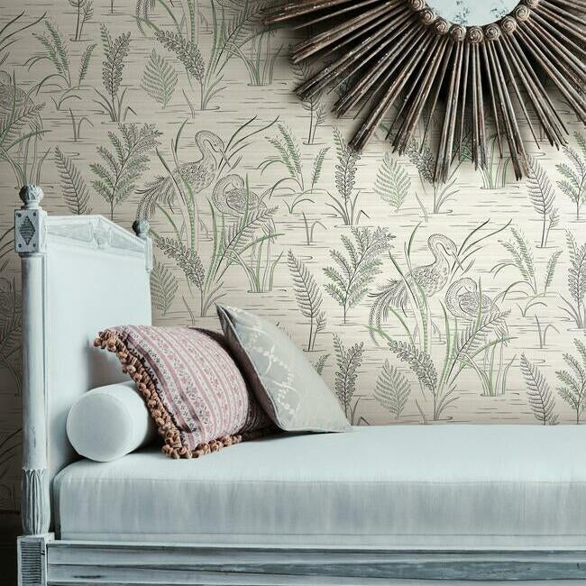 Fernwater Cranes Wallpaper by Grandmillennial Wallpaper
