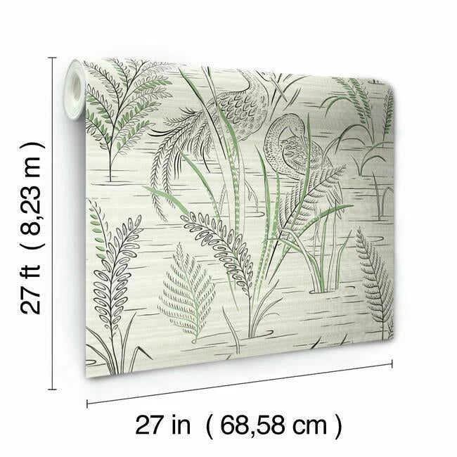 Fernwater Cranes Wallpaper by Grandmillennial Wallpaper