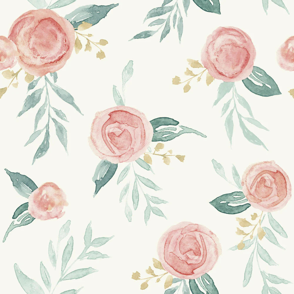 Watercolor Roses Wallpaper by Magnolia Home Artful Prints + Patterns