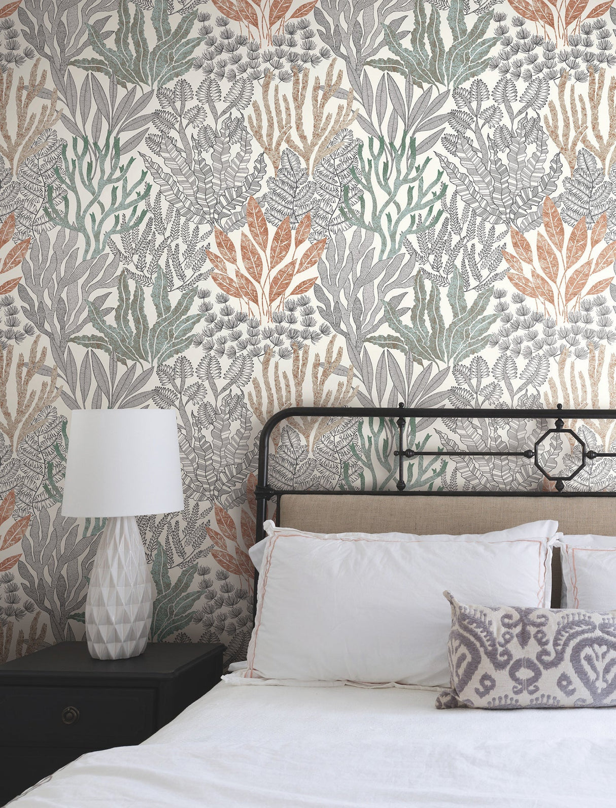 Coral Leaves Wallpaper by Toiles Resource Library