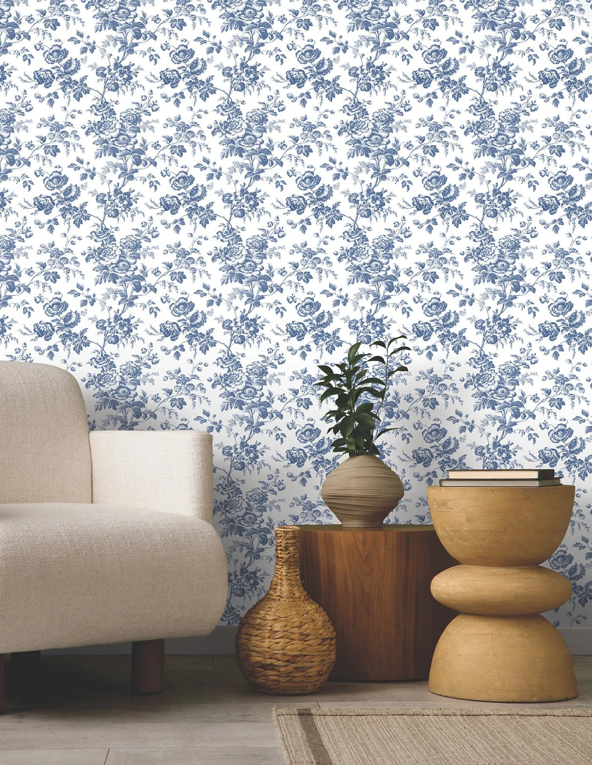 Anemone Toile Wallpaper by Toiles Resource Library