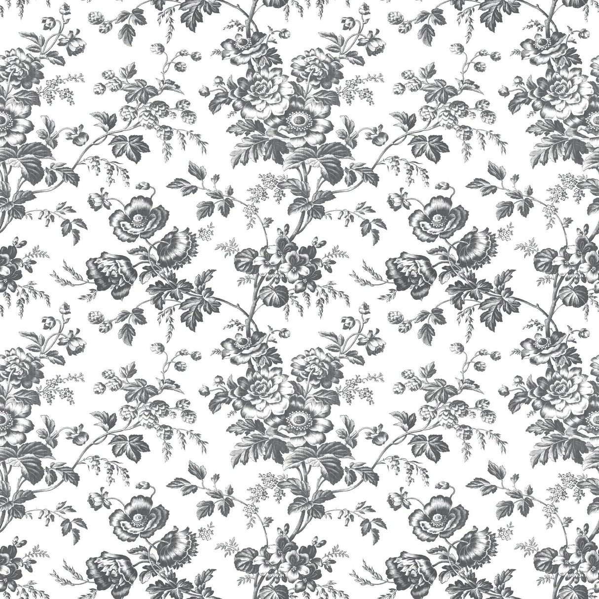 Anemone Toile Wallpaper by Toiles Resource Library