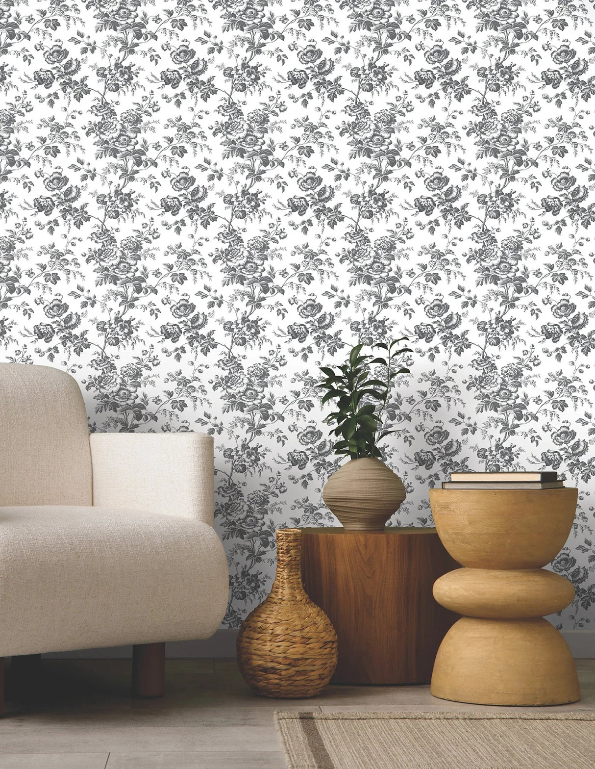 Anemone Toile Wallpaper by Toiles Resource Library