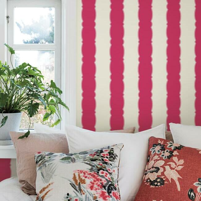 Scalloped Stripe Wallpaper by Grandmillennial Wallpaper