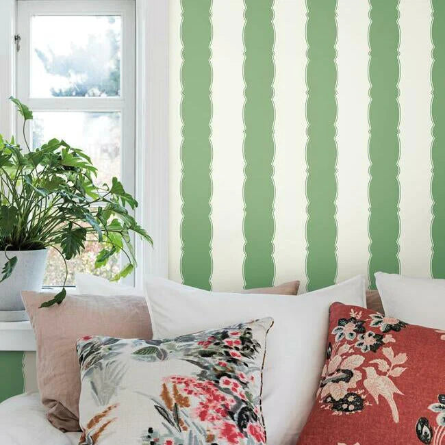 Scalloped Stripe Wallpaper by Grandmillennial Wallpaper