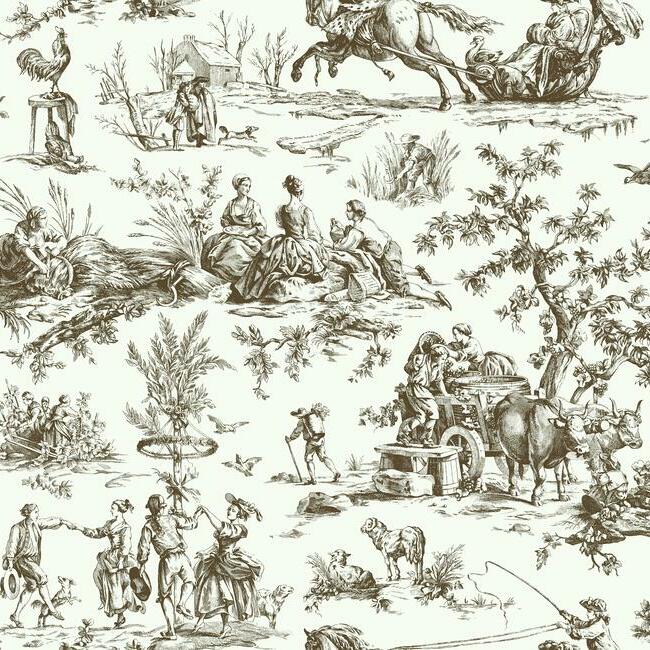 Seasons Toile Wallpaper by Grandmillennial Wallpaper