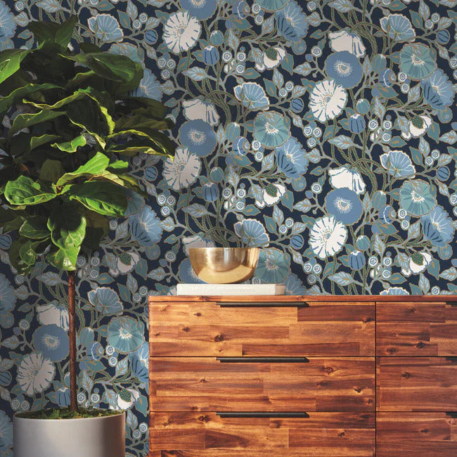 Vincent Poppies Wallpaper by Greenhouse Wallpaper