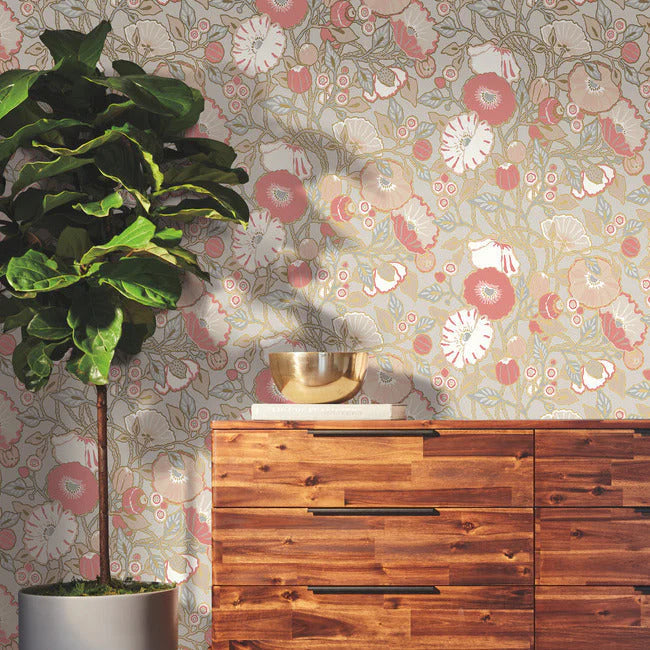 Vincent Poppies Wallpaper by Greenhouse Wallpaper