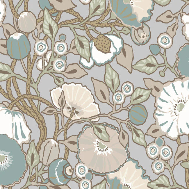 Vincent Poppies Wallpaper by Greenhouse Wallpaper