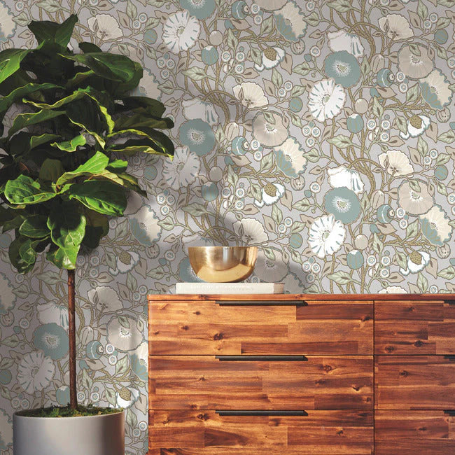 Vincent Poppies Wallpaper by Greenhouse Wallpaper